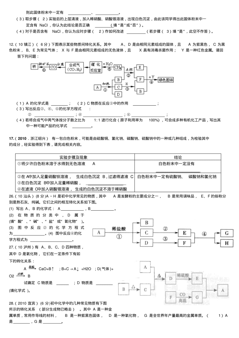 初中化学物质鉴别练习题及答案一名师优秀资料.pdf_第3页