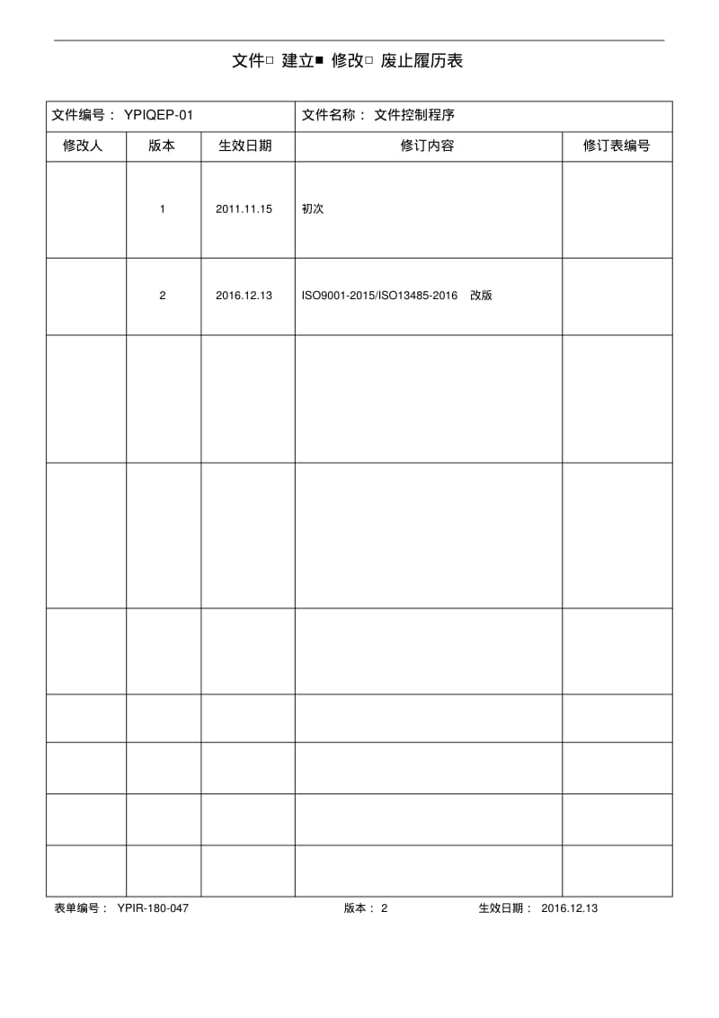 文件控制程序(2015版ISO90012016版ISO13485医疗器械生产质量管理体系文件).pdf_第2页