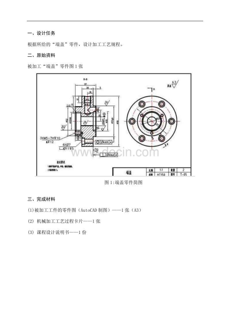 机械制造技术课程设计-端盖零件加工工艺规程设计.doc_第1页