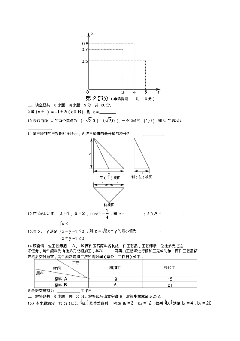 2014年北京高考文科数学试题及答案(Word版).pdf_第2页