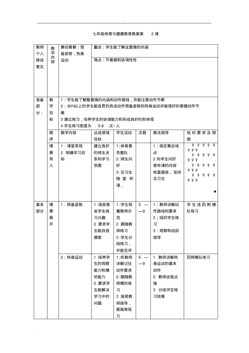 新课程标准初中七年级全套体育教案.pdf_第2页