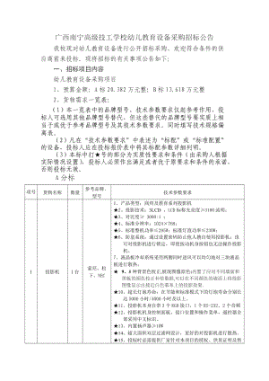 529-广西南宁高级技工学校幼儿教育设备采购招标公告.doc