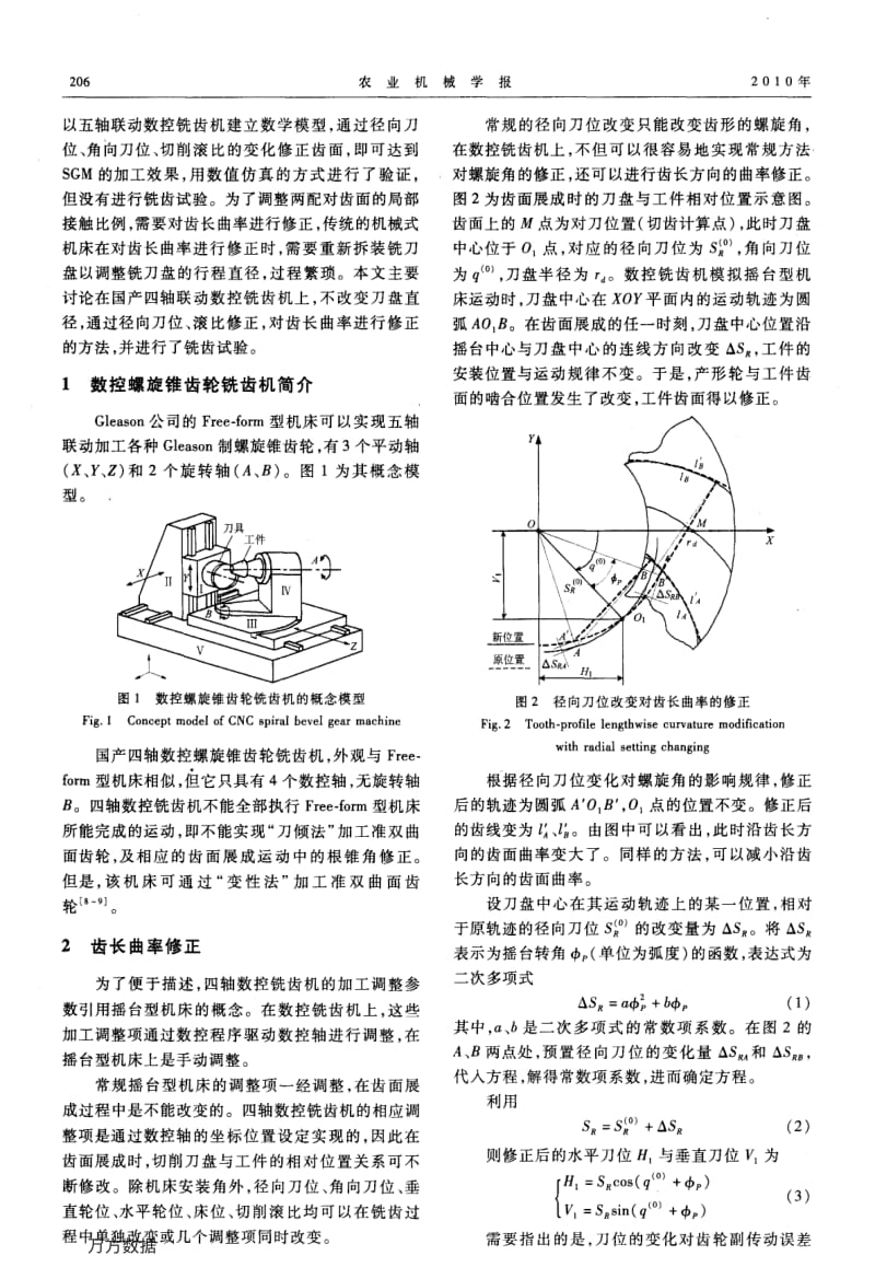 四轴联动数控螺旋锥齿轮铣齿机的齿长曲率修正.pdf_第2页