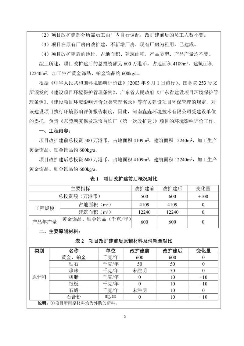 环境影响评价报告全本公示，简介：东莞塘厦保发珠宝首饰厂（第一次改扩建）2485.doc.doc_第2页