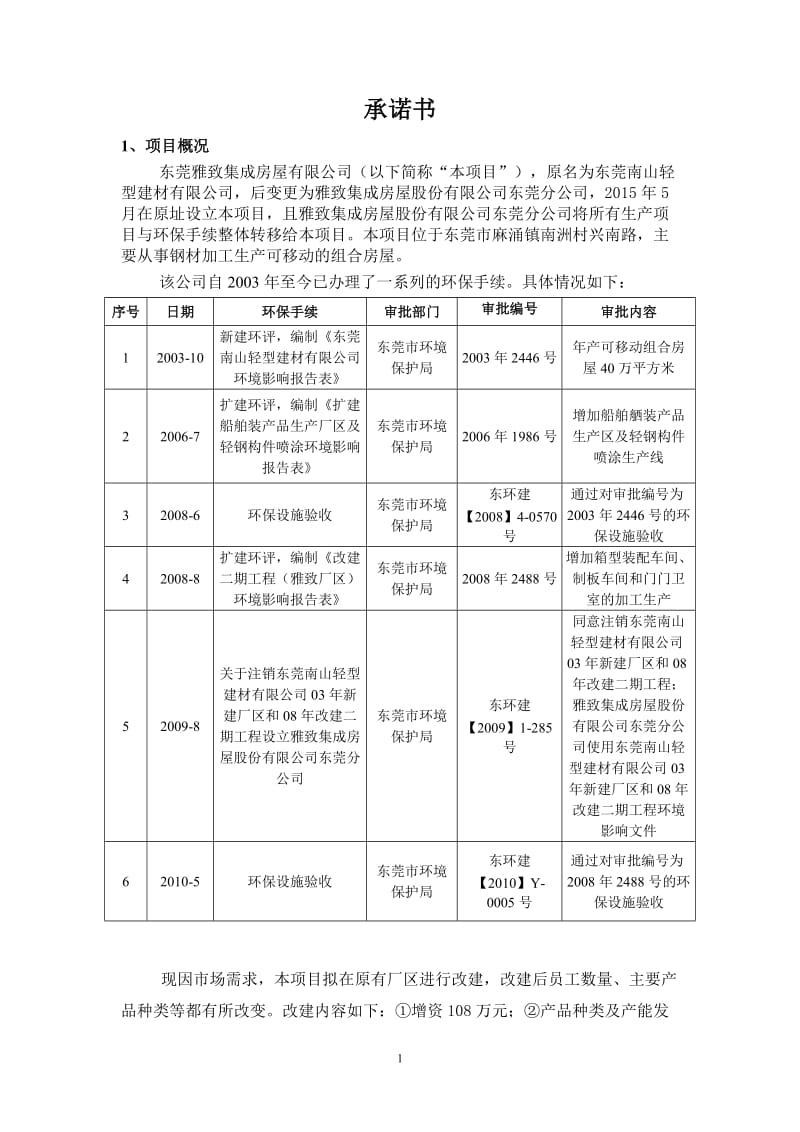 环境影响评价全本公示东莞雅致集成房屋有限公司（改建）2897.doc.doc_第1页