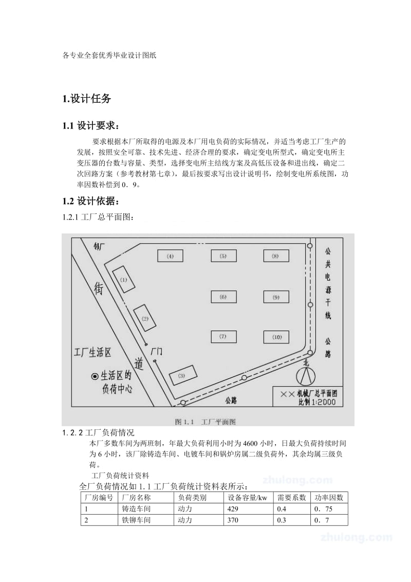 新华机械厂降压变电所电气设计.doc_第1页