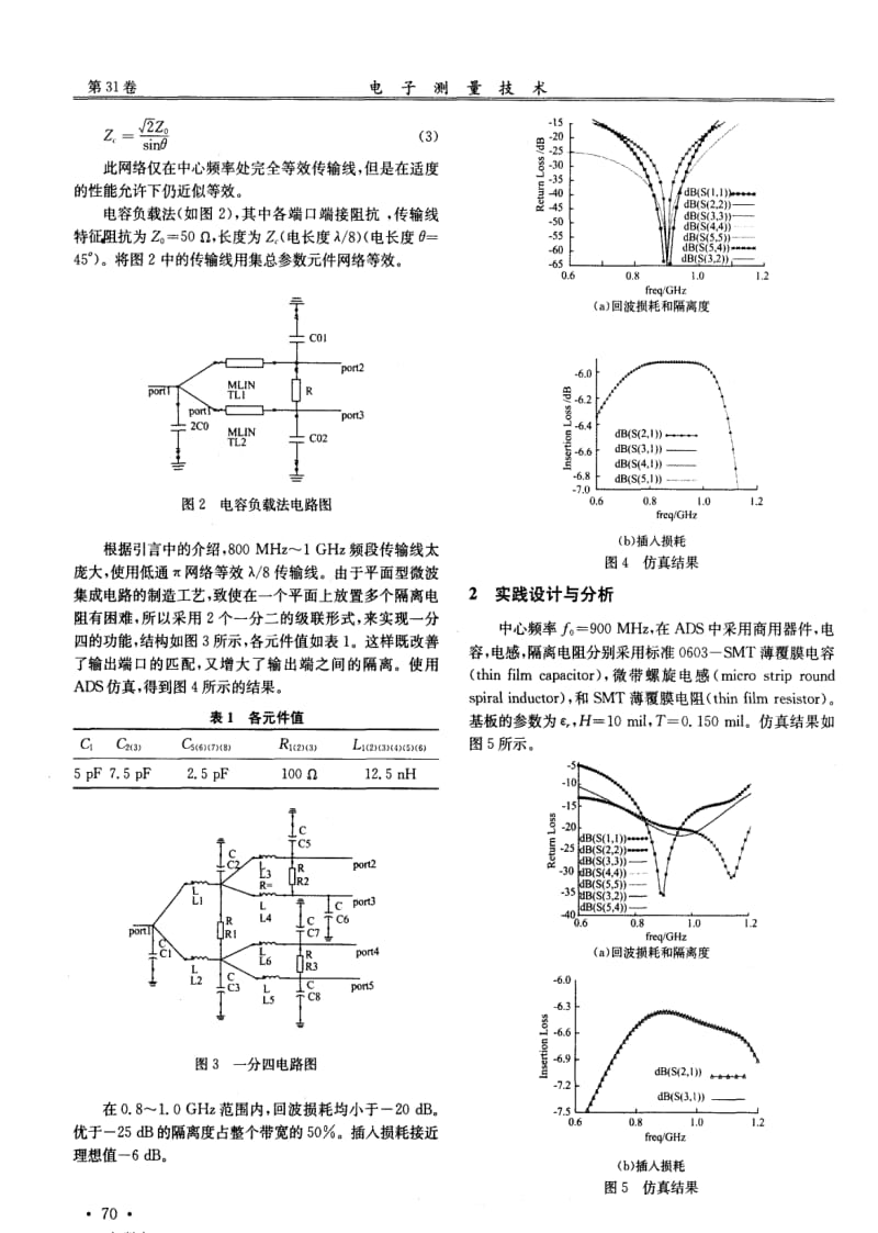 一种使用集总参数元件实现的一分四功率分配器.pdf_第2页