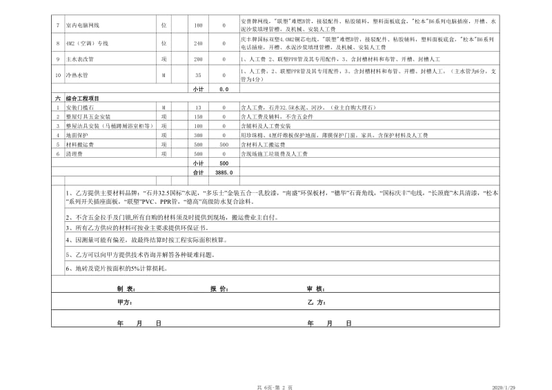 装修预算表EXCEL样本图表模板（套用即可） .xls_第2页