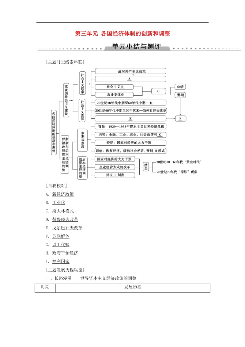 2019-2020学年高中历史第三单元各国经济体制的创新和调整单元小结与测评学案岳麓版必修2.doc_第1页