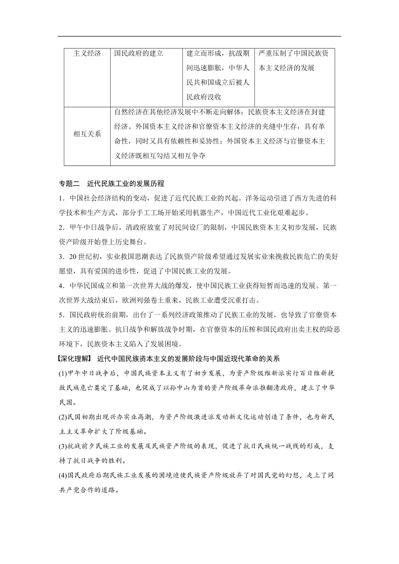 2019版高三历史人民版（江苏）《大一轮复习讲义》：必修第二册 专题7 专题总结 Word版含答案.docx_第2页