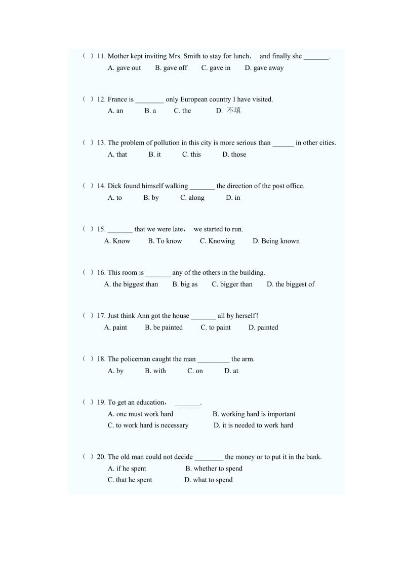 2019年成人高考高起点英语模拟试题.doc_第2页