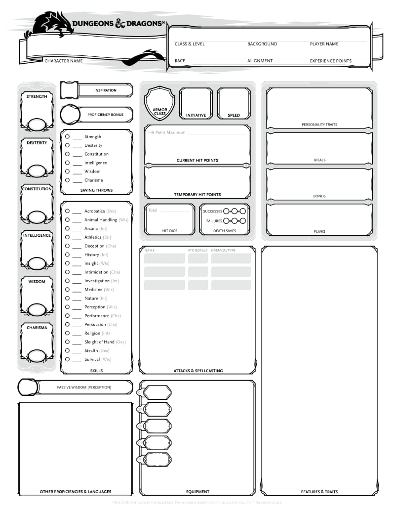 DnD_5E_CharacterSheet - Form Fillable.pdf_第1页