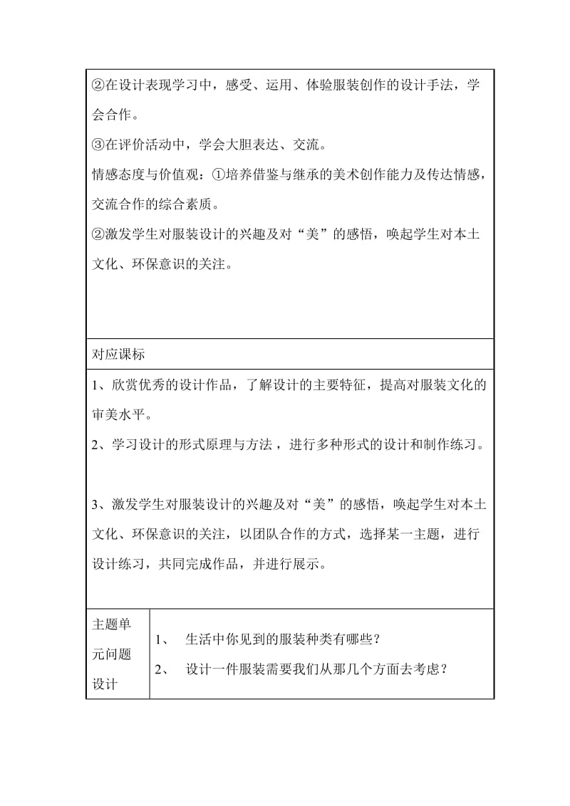 初中美术《做一回服装设计师》单元教学设计以及思维导图.doc_第3页