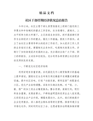 《社区干部任期经济状况总结报告》.docx