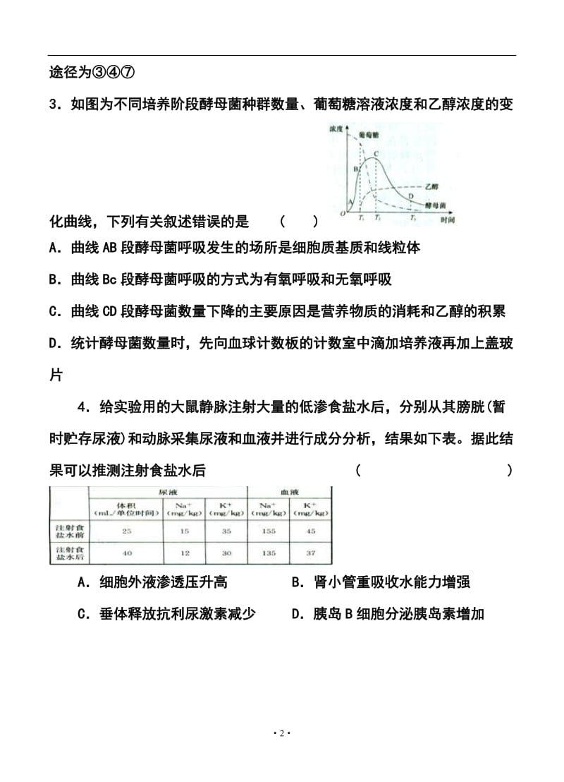 成都市新津中学高三2月月考生物试题及答案.doc_第2页