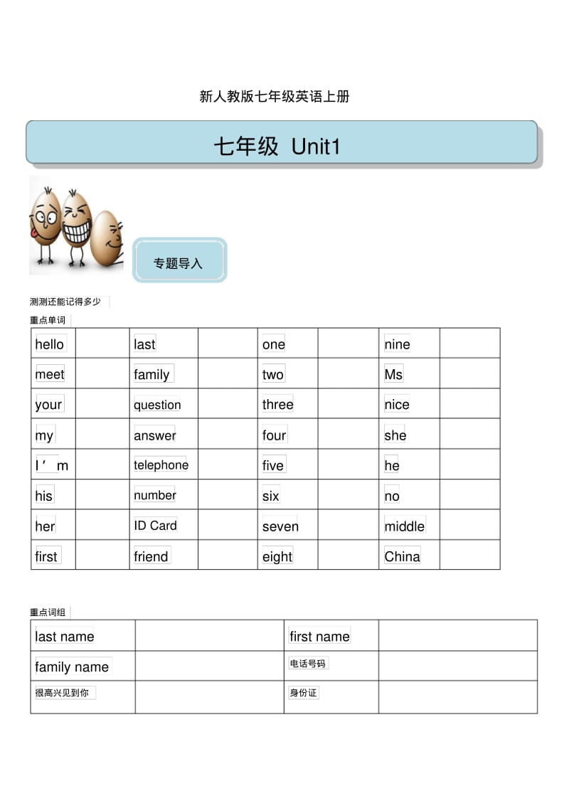 新人教版七年级英语上册Unit1知识点讲解.pdf_第1页