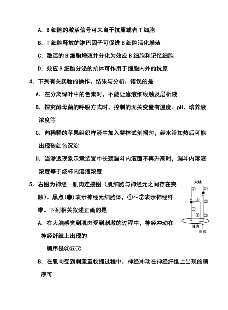 广西玉林市博白县高三模拟试题（博白统测）理科综合试题及答案.doc_第2页