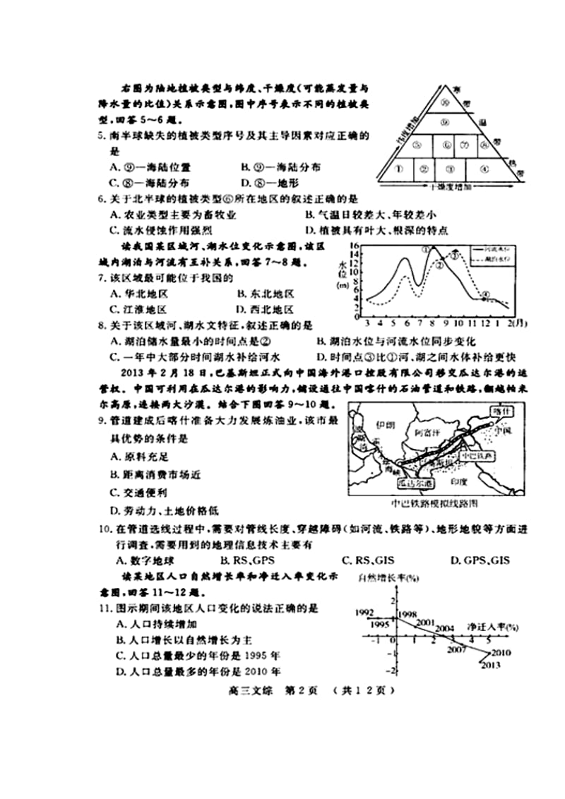 山东省淄博市高三复习阶段性诊断考试(二模)文科综合试题及答案.doc_第2页