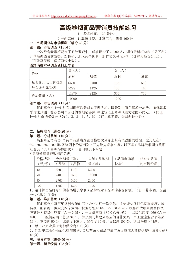 高级卷烟商品营销员技能练习.doc_第1页