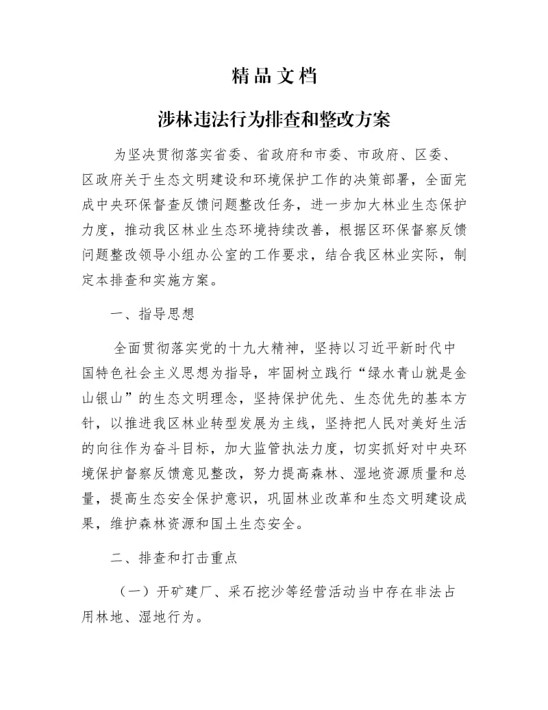 《涉林违法行为排查和整改方案》.docx_第1页