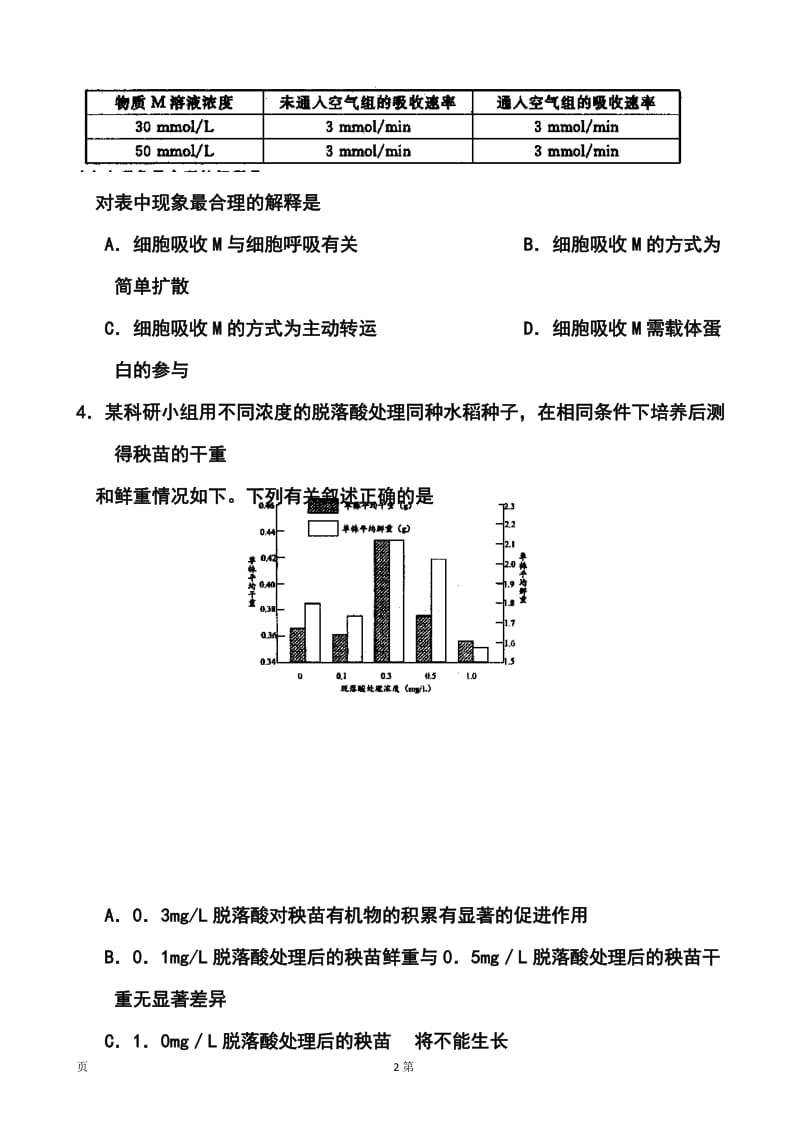 浙江省金华十校高三4月高考模拟考试生物试题及答案.doc_第2页