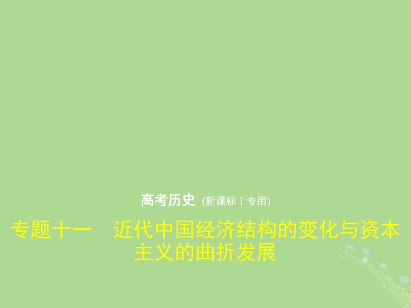 新课标Ⅰ2019高考历史一轮复习专题十一近代中国经济结构的变化与资本主义的曲折发展课件人民版.pdf_第1页