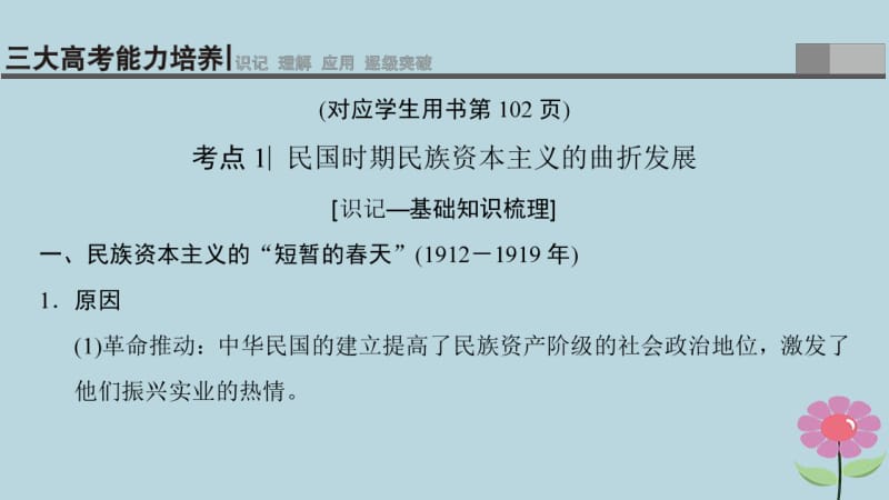 通史版通用2019版高考历史一轮总复习第2部分中国近代现代史第5单元第12讲民国时期民族工业的曲折发展和社会生活的变迁课件.pdf_第3页