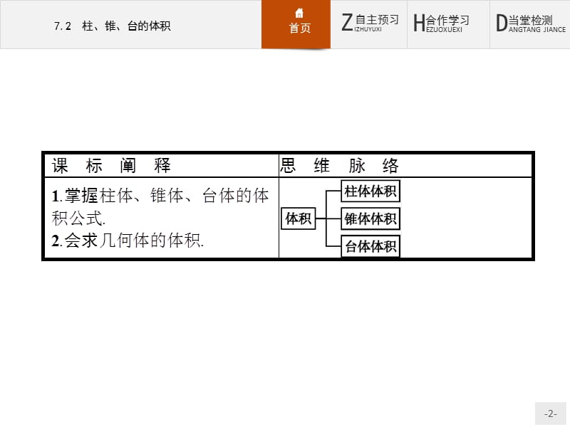 2019-2020学年高中数学北师大版必修2课件：1.7.2 柱、锥、台的体积 .pptx_第2页