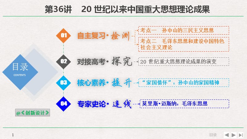 2019届高考历史一轮复习人民版精品课件：3-14-36 20 世纪以来中国重大思想理论成果 .pptx_第1页