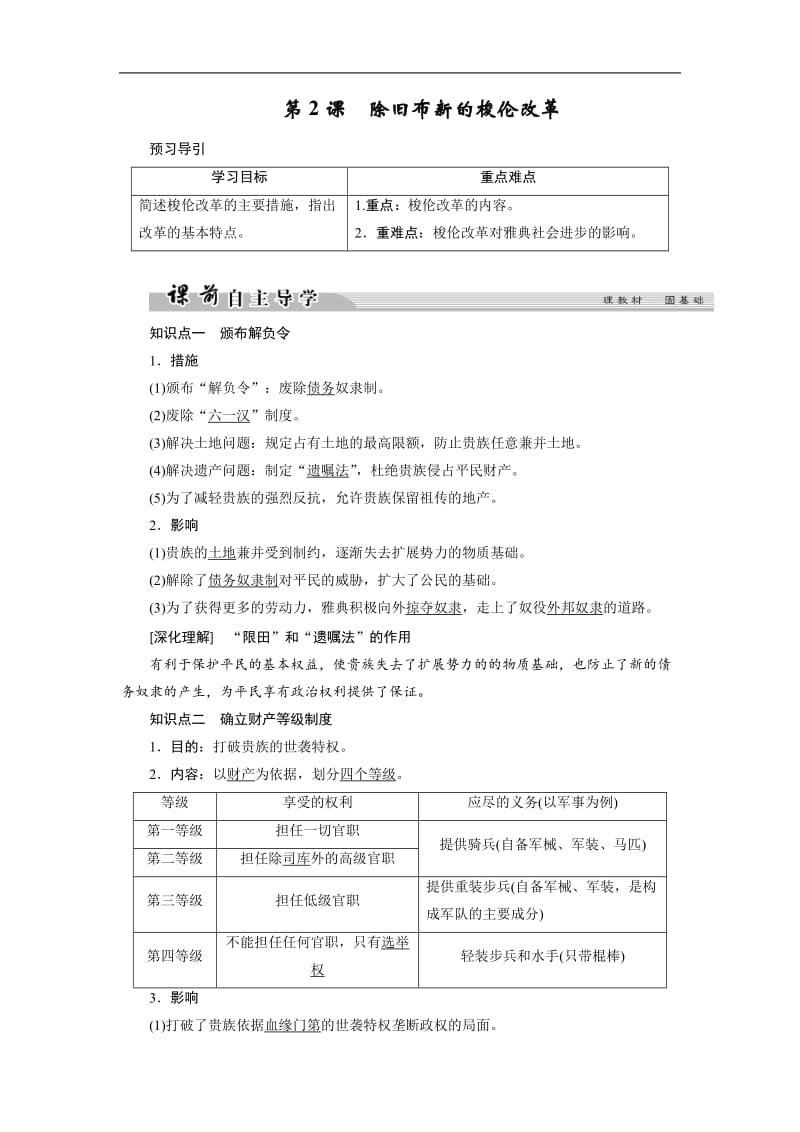 2019-2020学年高中历史人教版选修一文档：第一单元 梭伦改革 第2课1 Word版含答案.doc_第1页