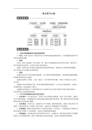 2019-2020学年高中历史人教版选修一文档：第九单元 戊戌变法 单元学习小结 Word版含答案.docx