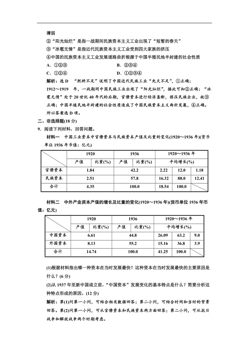 2019-2020学年高中历史人民版必修2课时跟踪检测：（六） 民国时期民族工业的曲折发展 Word版含解析.doc_第3页