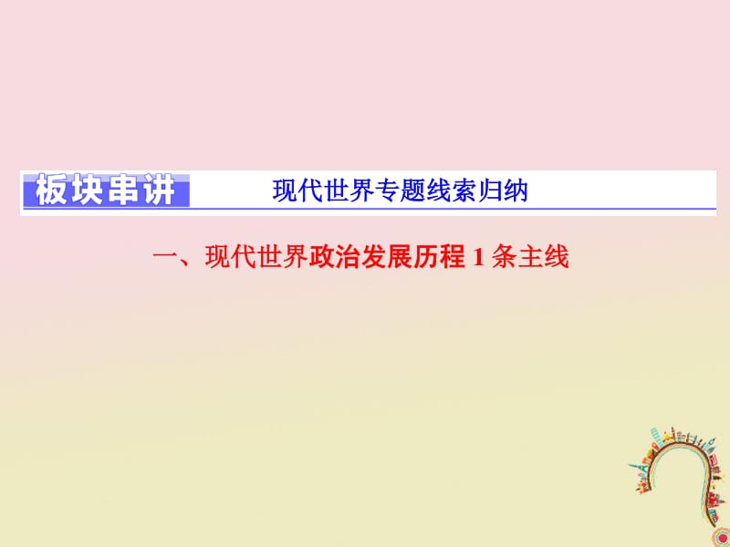 （通用版）2020年高考历史二轮复习课件： 板块串讲 现代世界专题线索归纳课件.pdf_第1页