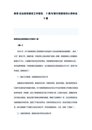 教育法治政府建设工作报告5篇与银行岗前培训心得体会5篇.docx