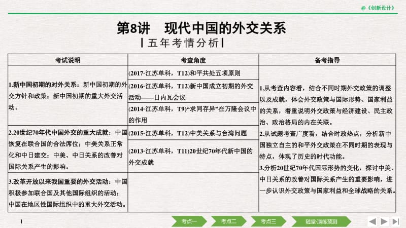 2020届高考历史（人民江苏版）一轮复习课件：专题三 现代中国的政治建设、祖国统一与对外关系 第8讲 .pdf_第1页