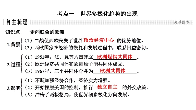 2020届高考历史（人教江苏专用版）一轮复习课件：第13讲世界多极化趋势的出现和世纪之交的世界格局 .pptx_第3页