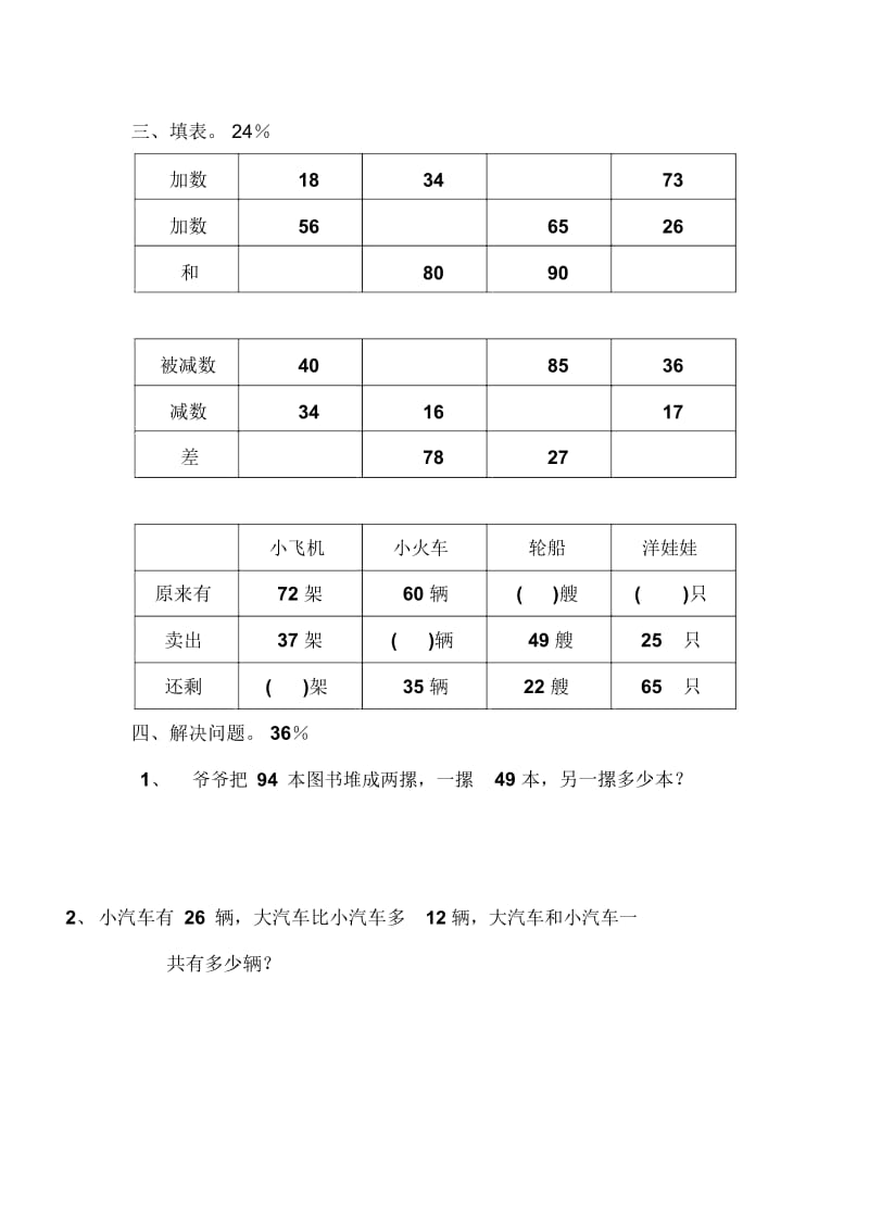 三年级上册数学试题第4单元两三位数除以一位数单元测试苏教版1.docx_第2页