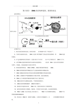 高考生物考前回归教材(基础图例+关键语句+核心考点)第六部分DNA的结构和复制、基因的表达.docx