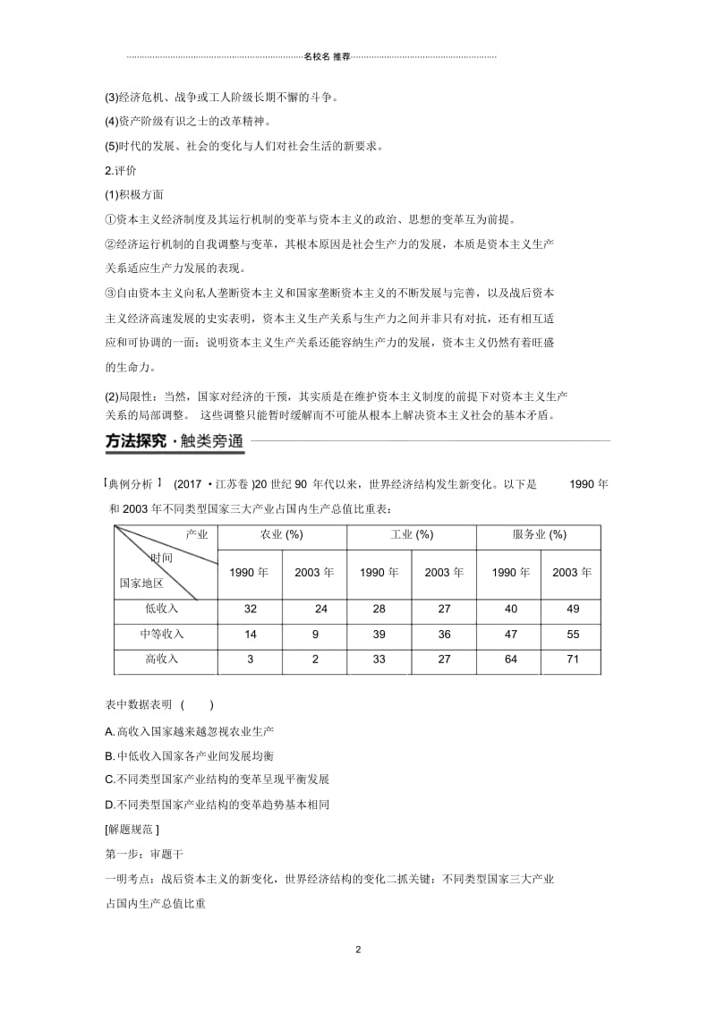 高中历史人教版必修二教师必备用书：第六单元世界资本主义经济政策的调整单元学习总结Word版含答案.docx_第2页