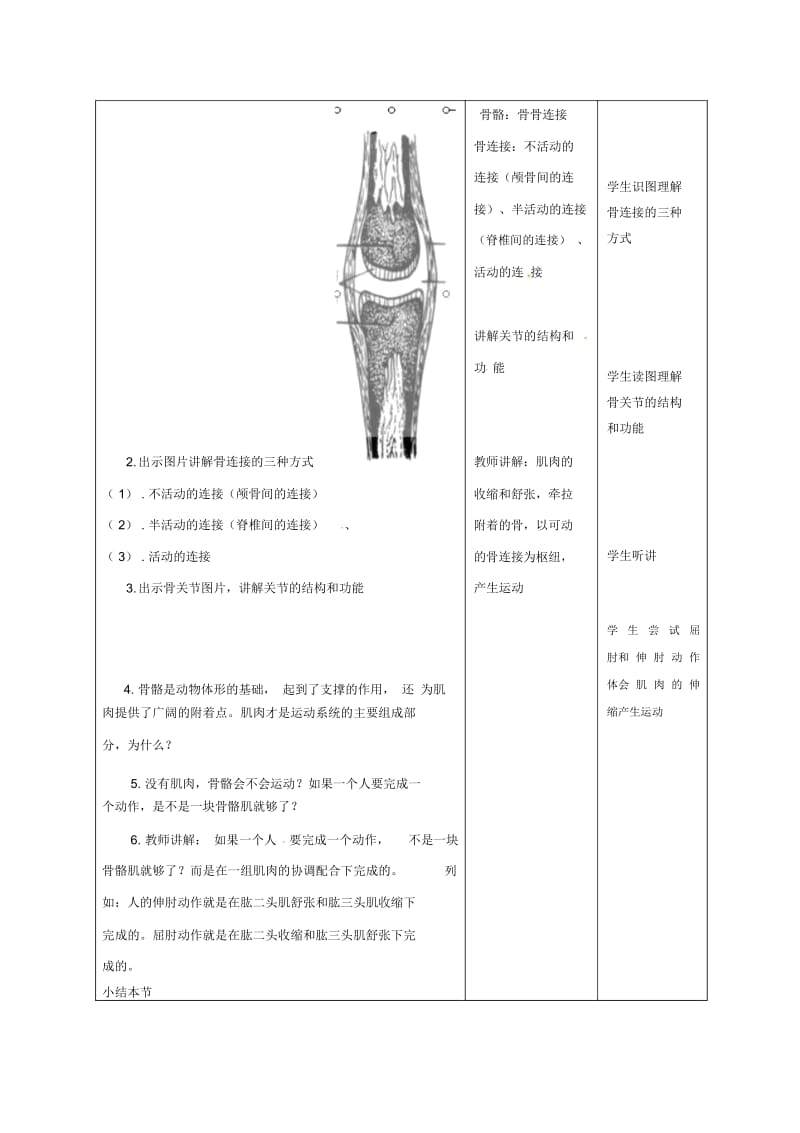 苏教初中生物八上《第6单元第17章第2节动物的运动依赖于一定的结构》word教案(7).docx_第2页