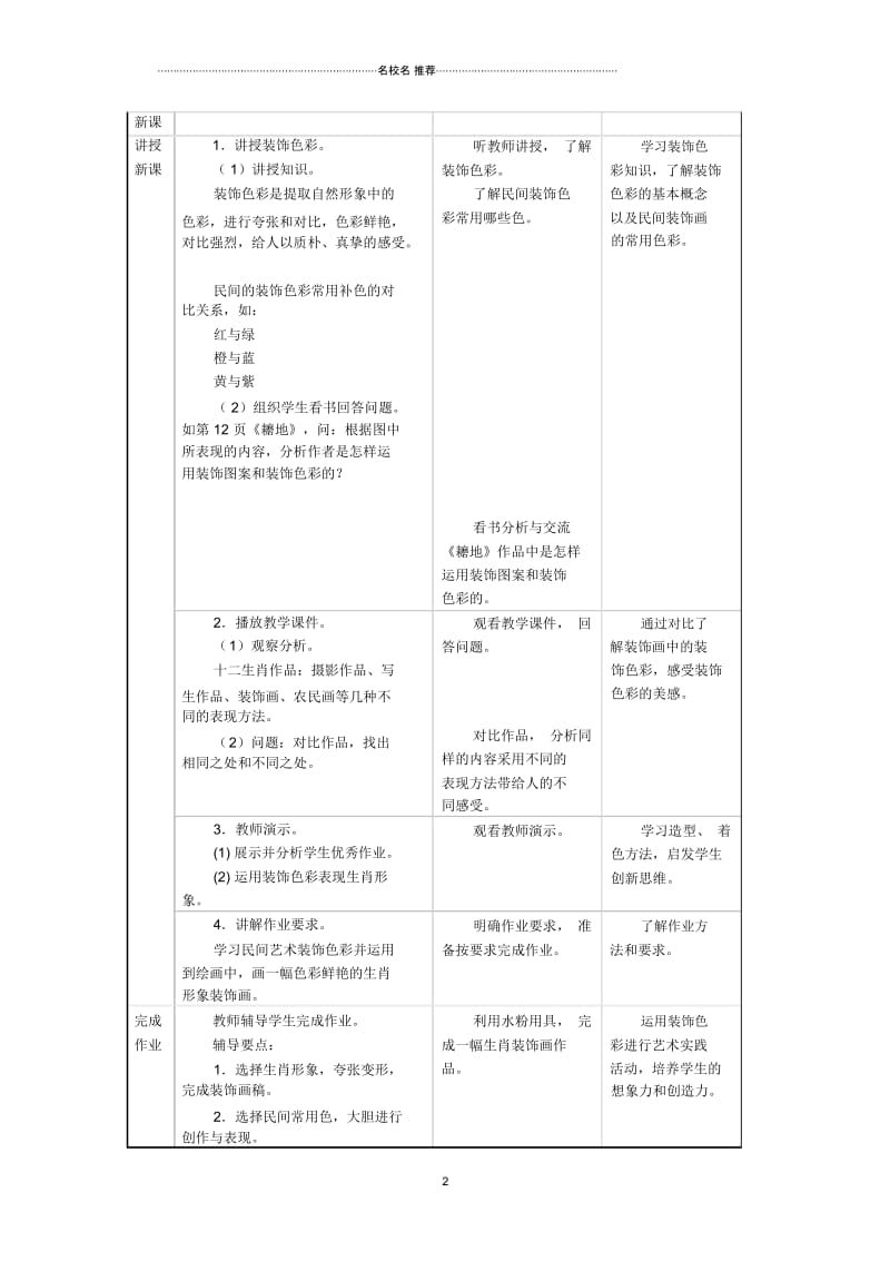 小学六年级美术下册第6课《装饰色彩》名师制作优质教案1人美版.docx_第2页