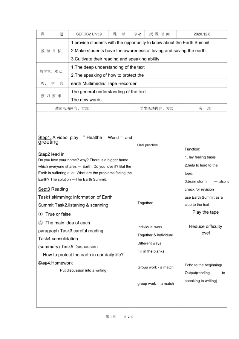 高二英语教案：Unit9reading部分教案.docx_第1页