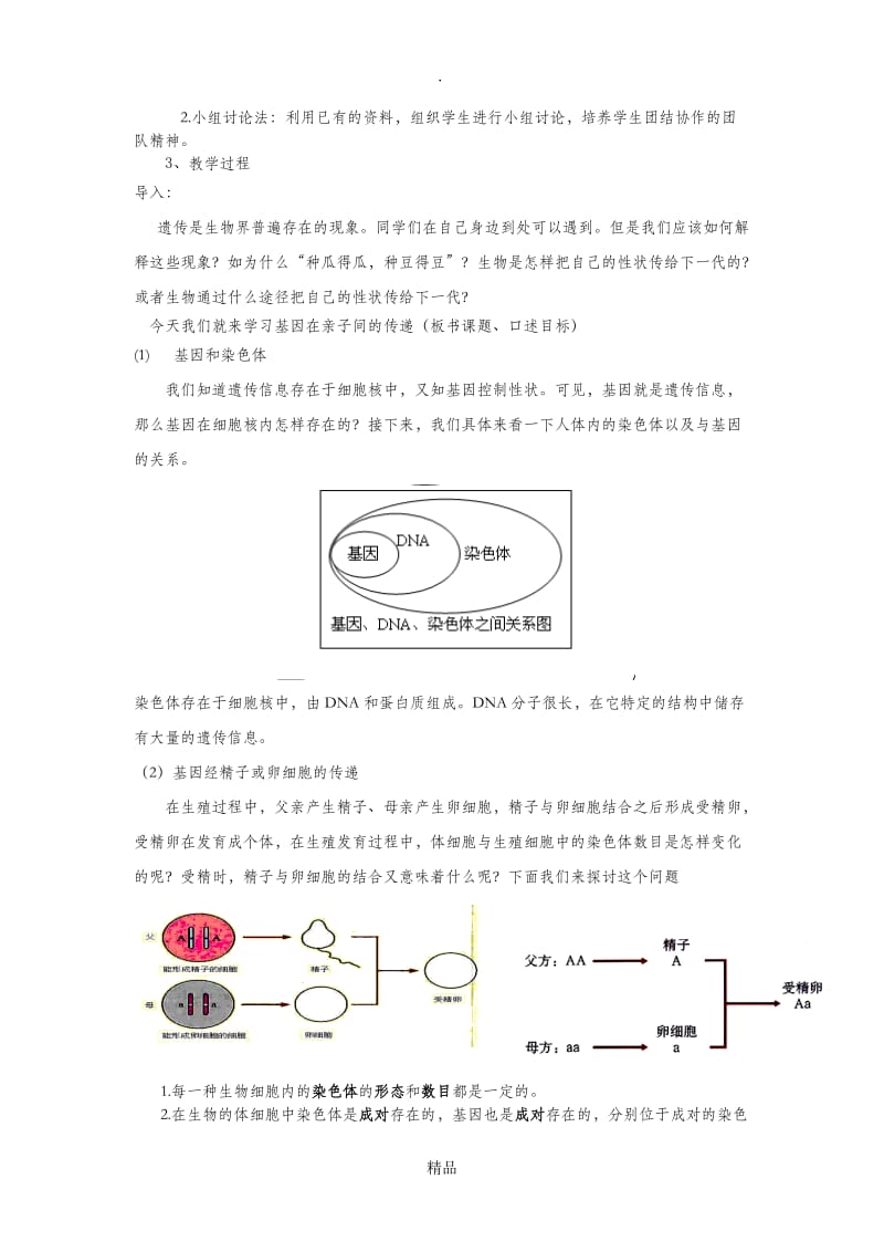 基因在亲子代间的传递说课稿.doc_第2页