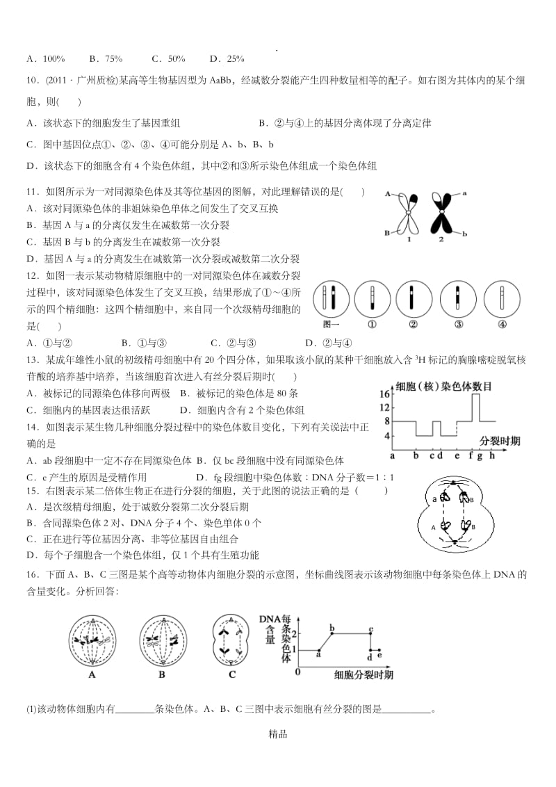 减数分裂与有丝分裂比较练习题.doc_第2页