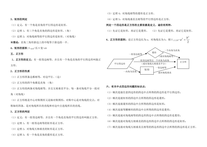 新北师大九年级数学上册第一章特殊的平行四边形知识点.doc_第2页