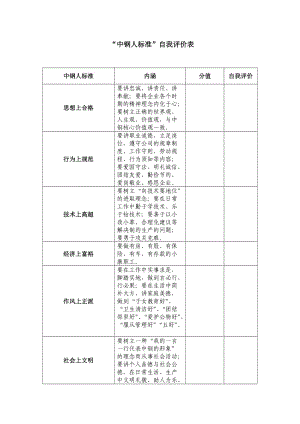 “中钢人标准”自我评价表.doc