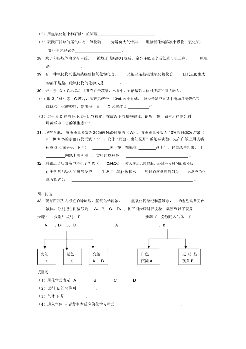 2016春九年级化学下册第5章《初识酸和碱》单元综合测试1(无答案)(新版)沪教版.docx_第3页