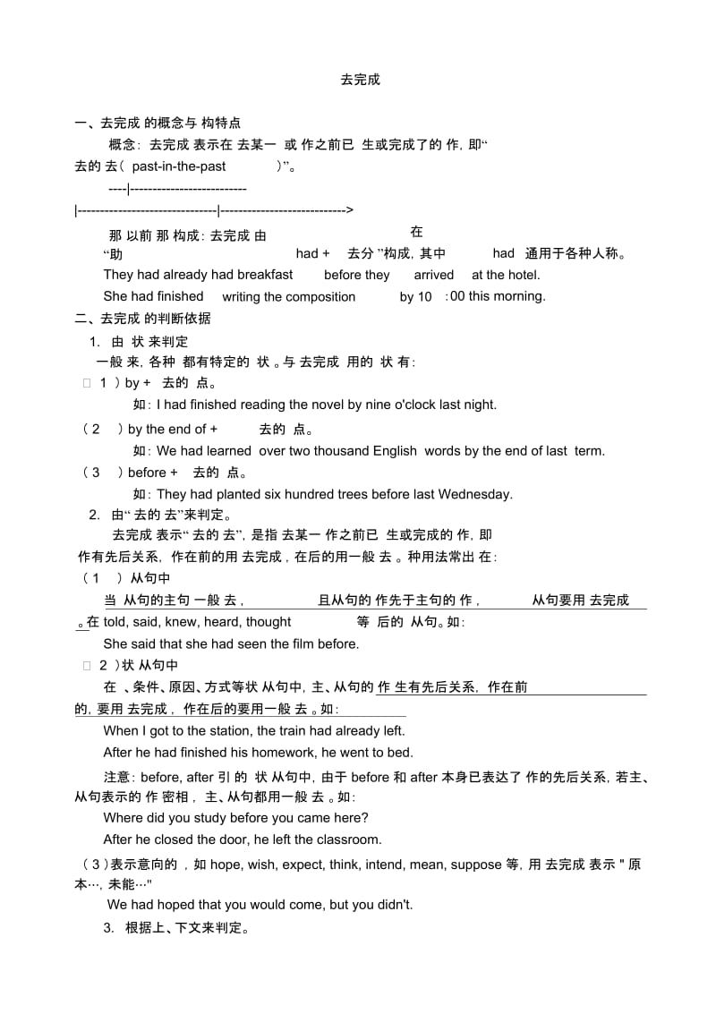 初中过去完成时讲解+练习+答案.docx_第1页