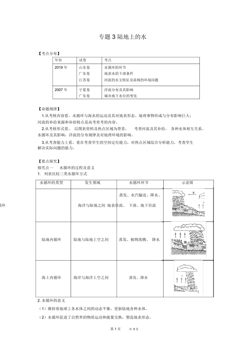 高三地理教案：地球上的水.docx_第1页