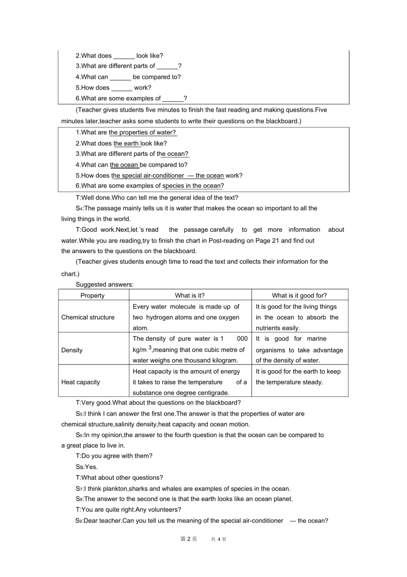 高二英语教案：示范教案(Unit13Thewaterplanet―2ndperiod).docx_第2页